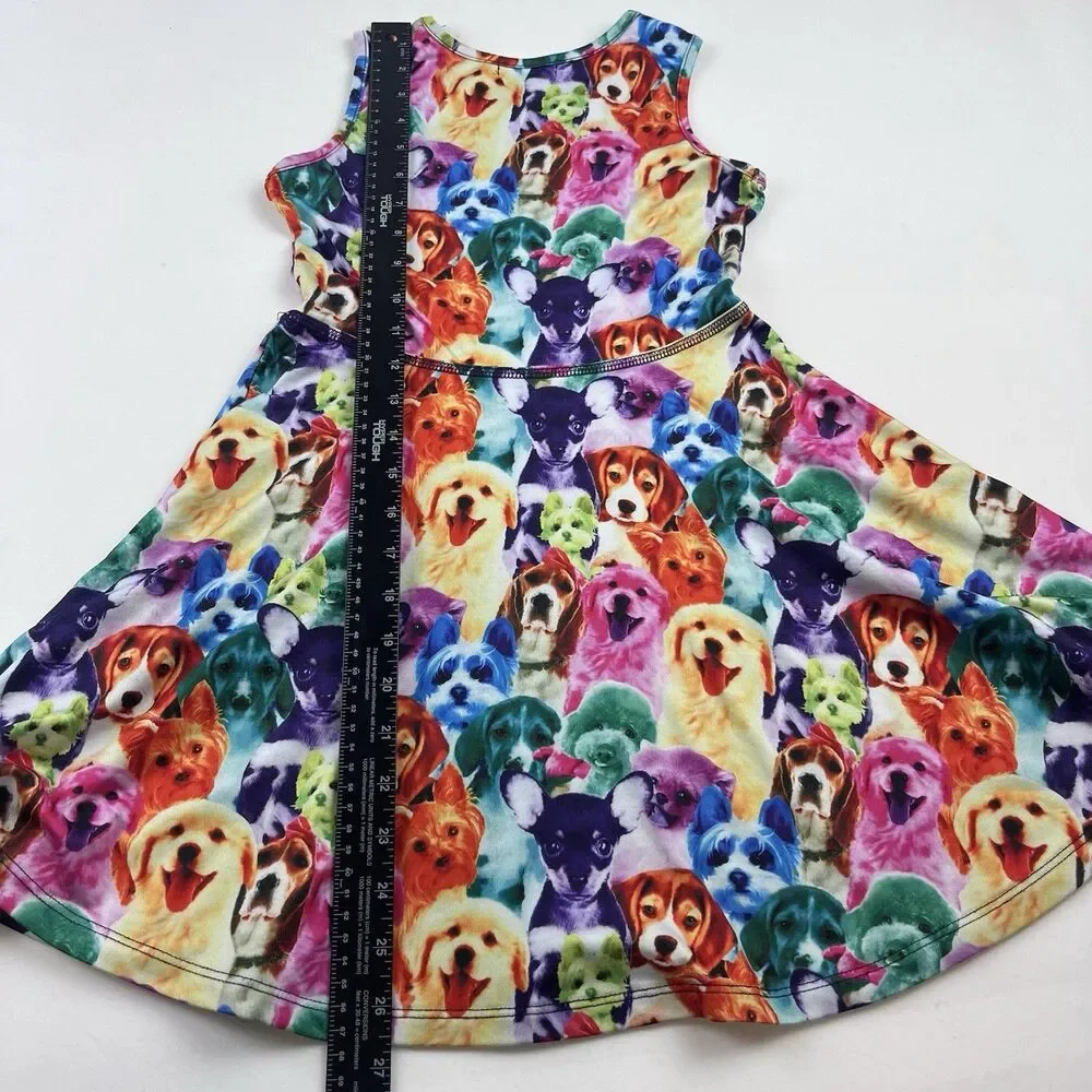 Girls Rainbow Dog Sleeveless Skater Dress JXstar Size 6-7 Years 130 Colorful Pup